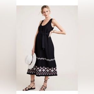 Hatch Maternity Martinique Linen Tie Dress with Embroidery 0